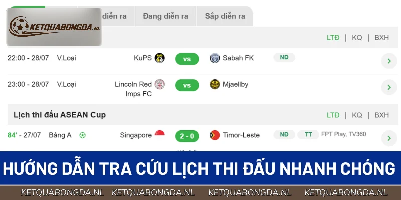 Hướng dẫn các bước tra cứu lịch thi đấu bóng đá nhanh